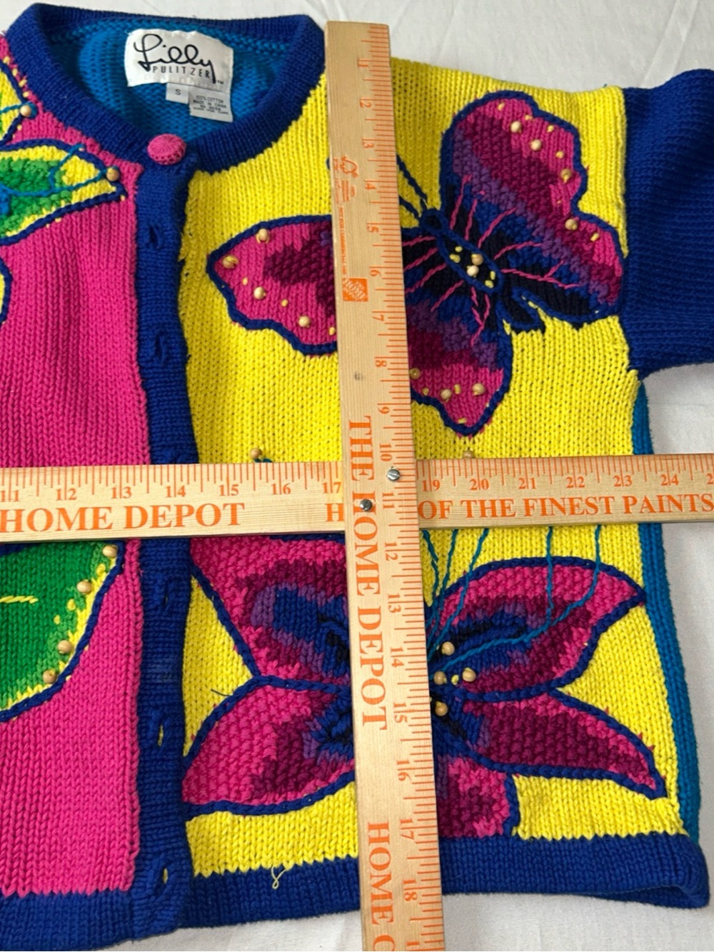 Lilly Pulitzer Vibrant Butterfly Colorblock Cardigan - Vintage 1980/90s - Picture 9 of 9